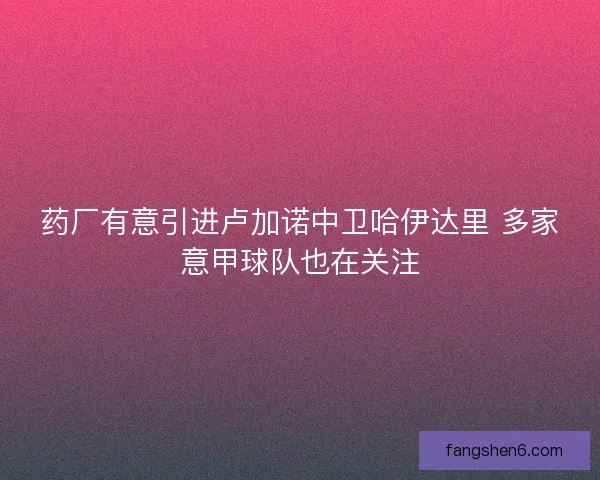药厂有意引进卢加诺中卫哈伊达里 多家意甲球队也在关注